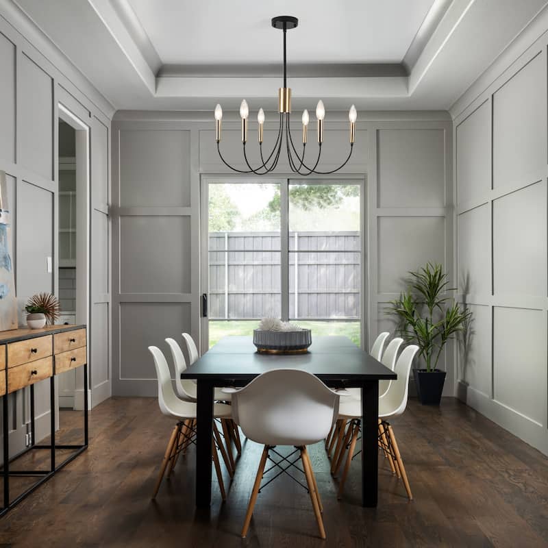 6-Light Modern Chandelier, Farmhouse Chandelier, Candle Style Chandelier for Dining Living Room Kitchen Island - 23.62"Dx8.86"H