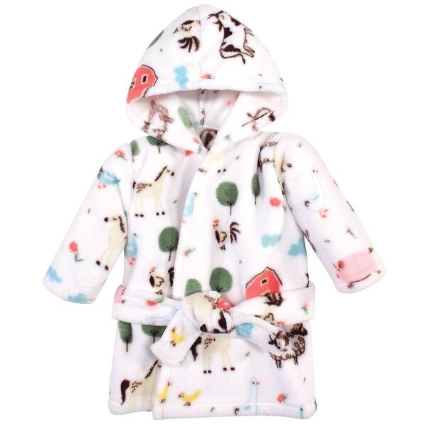 slide 1 of 1, Hudson Baby Infant Girl Plush Animal Face Bathrobe, Girl Farm Animals, 0-9 Months - Girl Farm Animals - 0-9 Months 0-9 Months - Girl Farm Animals