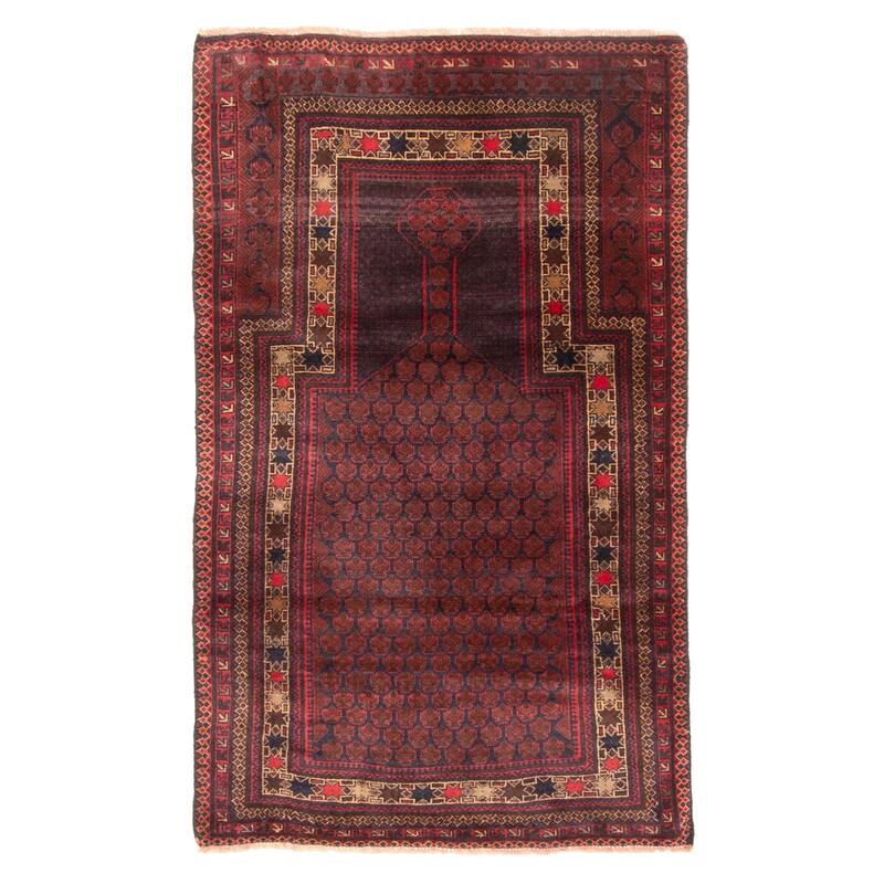 ECARPETGALLERY Hand-knotted Teimani Dark Navy Wool Rug - 2'11 x 5'0