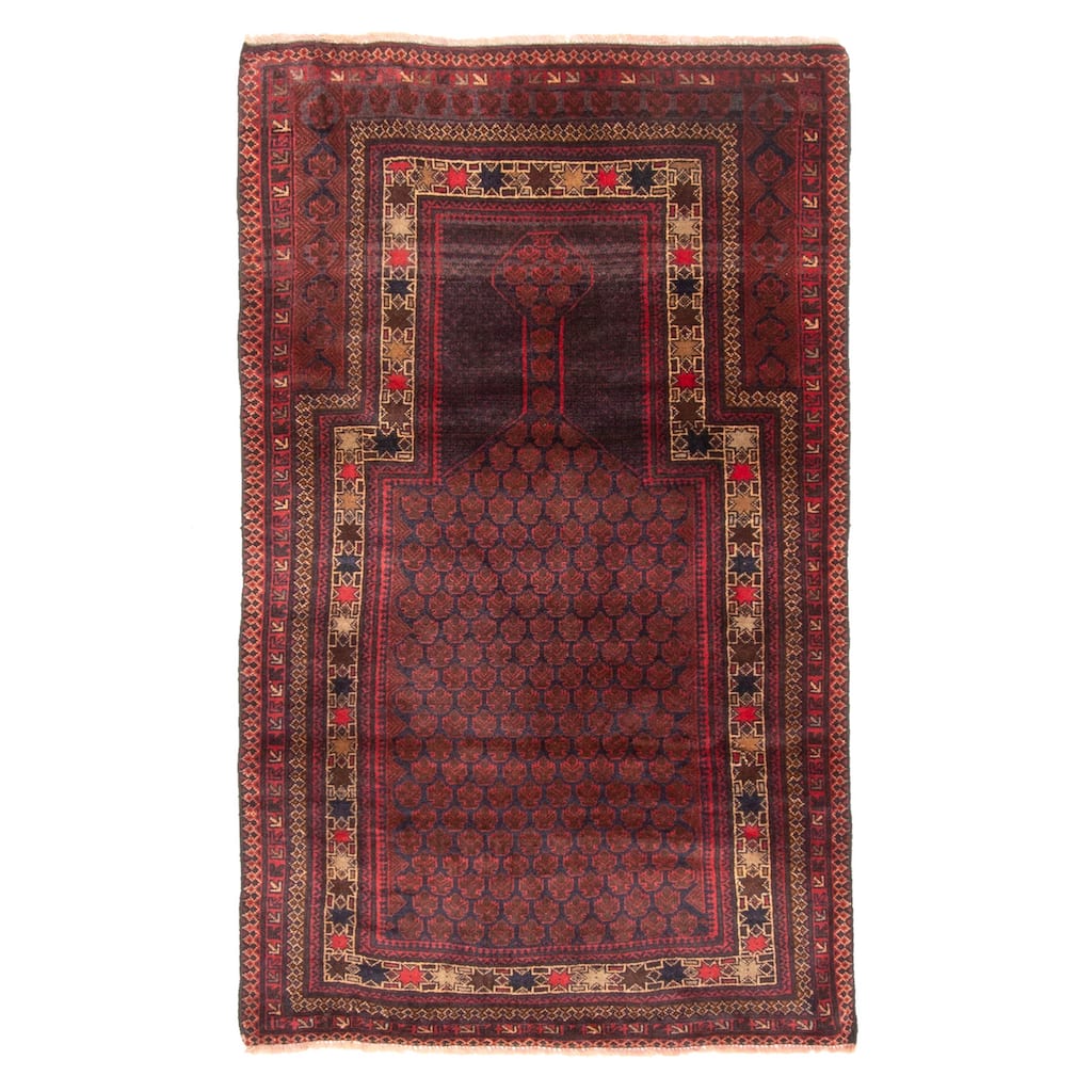 ECARPETGALLERY Hand-knotted Teimani Dark Navy Wool Rug - 2'11 x 5'0