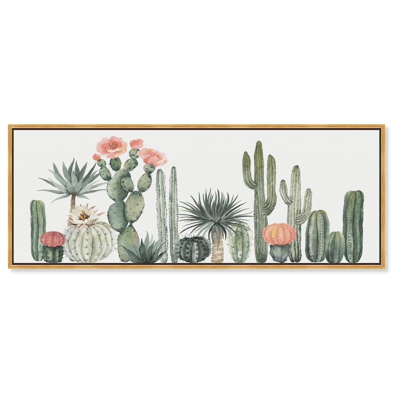 Cactus Over Doors Panoramic Canvas by Art Remedy - Gold - 54" x 20"