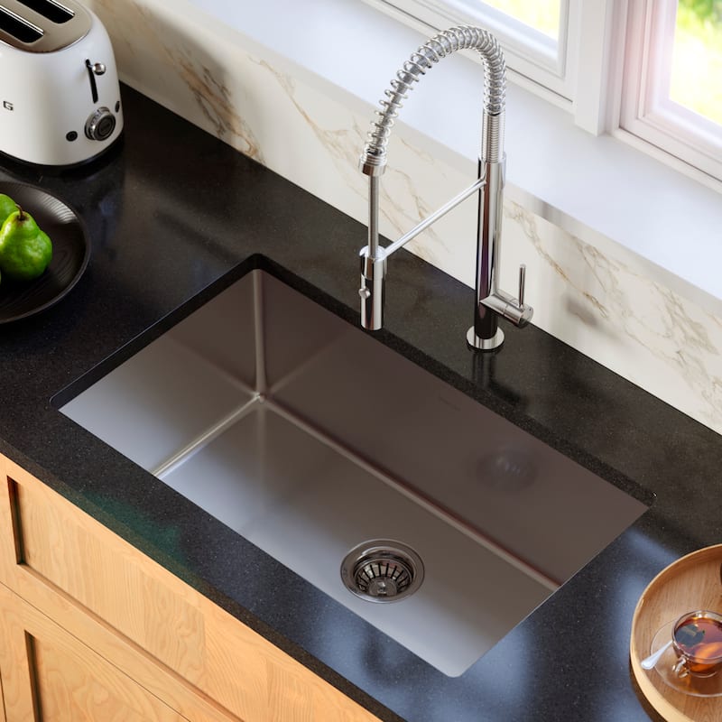 Karran 30" Undermount 16-Gauge Stainless Steel Extra Large Single Bowl Kitchen Sink Kit