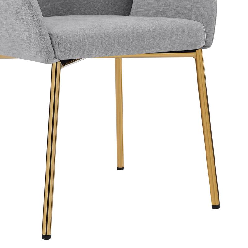 Roomfitters Upholstered Accent Armchair Set of 2, Modern Curved Design with Gold Legs