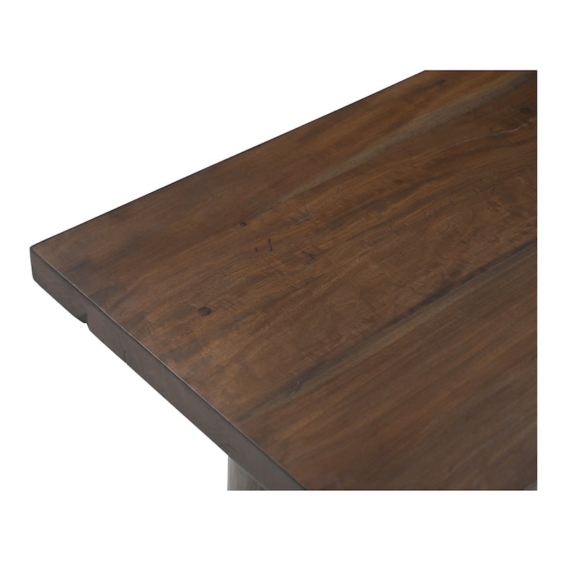 NADAAL STUDIOS Elowynne Coffee Table, Reclaimed Neem Wood with Twin Cylindrical Bases, Warm Brown