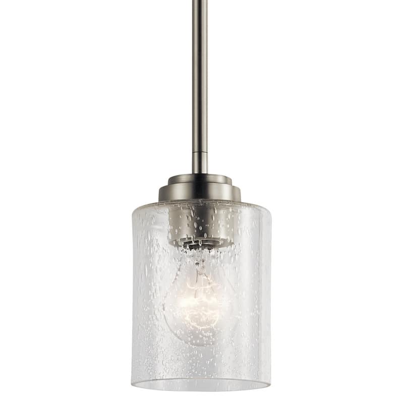 Kichler Winslow Single Light 4" Wide Mini Pendant with Seedy Glass - Brushed Nickel