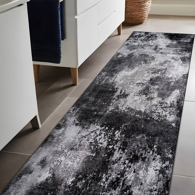 Beverly Rug Queen Abstract Non-Slip Rubber Back Washable Indoor Area Rug