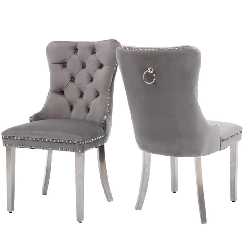 Tufted Naliheads Solid Wood Upholstered Dining Chairs (Set of 2)