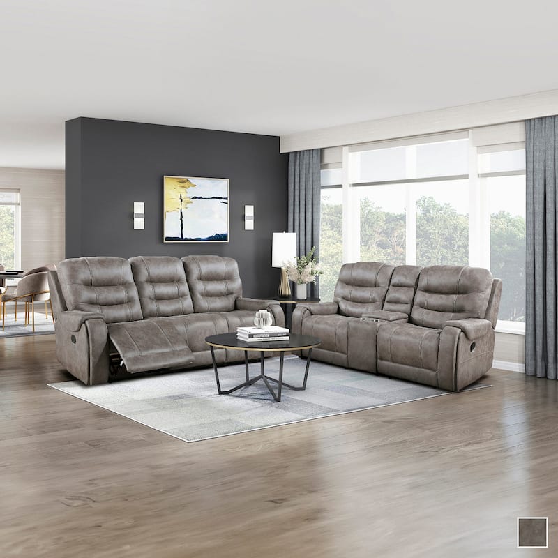 Fremont & Park Gerald 2-Piece Microfiber Manual Reclining Sofa Set - Tab Pull Motion