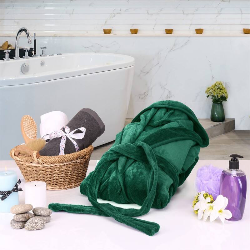 Women's Fleece Hooded Bathrobe Plush