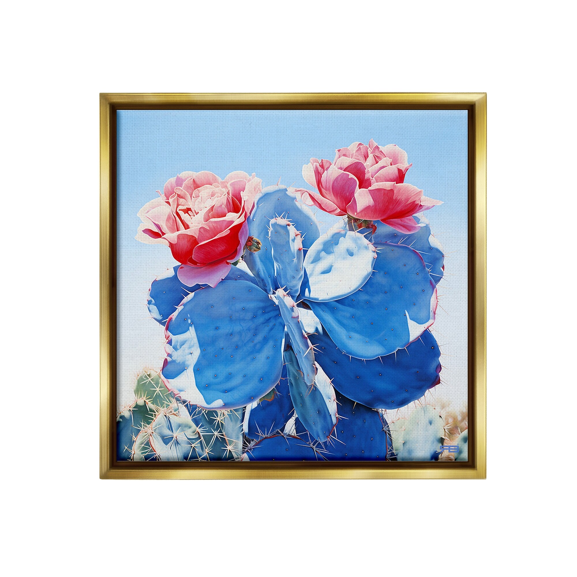 Stupell Twin Cactus Blossoms Framed Floater Canvas Wall Art Design By RB