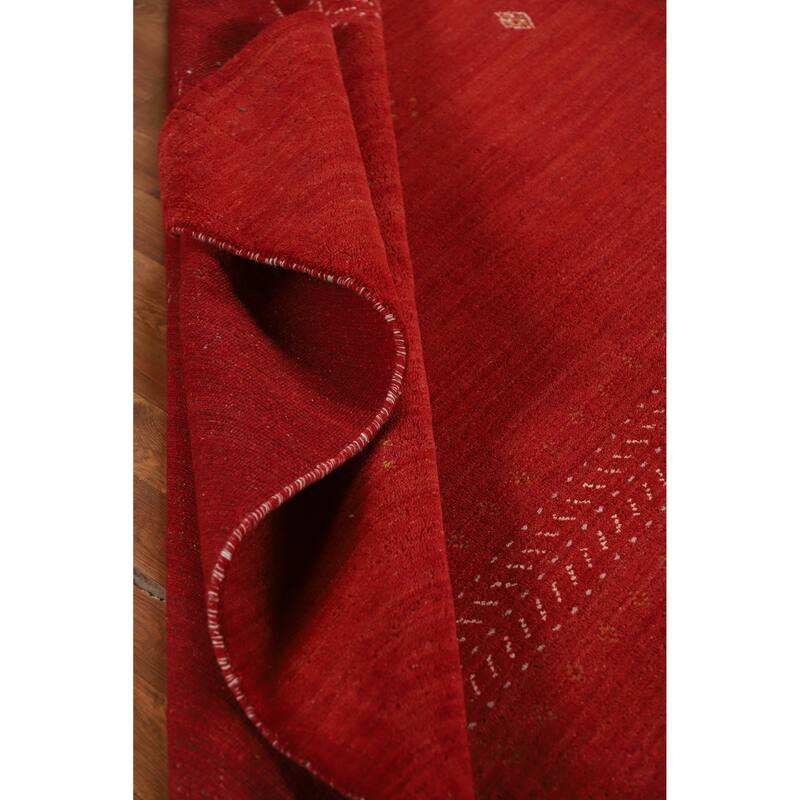 Hand Knotted Oriental 100% Wool Carpet Tribal Tribal Red Gabbeh Area Rug - 9' 7'' X 6' 7''