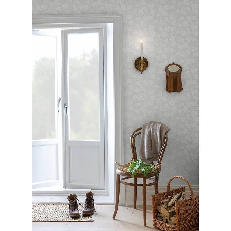 A-Street Prints Lizette Light Grey Charming Floral Wallpaper