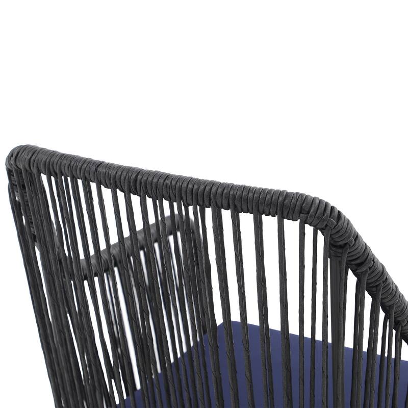 Patio Wicker Cushioned Dining Chairs (Set of 2)