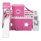 preview thumbnail 9 of 18, Multifunctional & Playhouse Design Loft Bed with Shelves,Slide and Drawers, Twin size, Pink