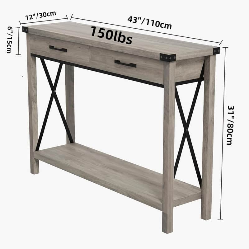 Woode Entryway Table, Sofa Table with Storage,with 2 Drawers