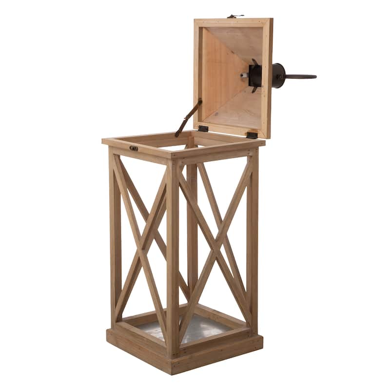 Glitzhome Set of 2 Farmhouse Wooden Lantern Hanging Candle Holders Fall Wedding Decor - 24"+17"