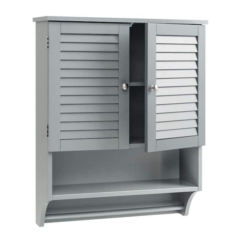 Costway Bathroom Wall Mounted Medicine Cabinet with Louvered Doors & - See Details