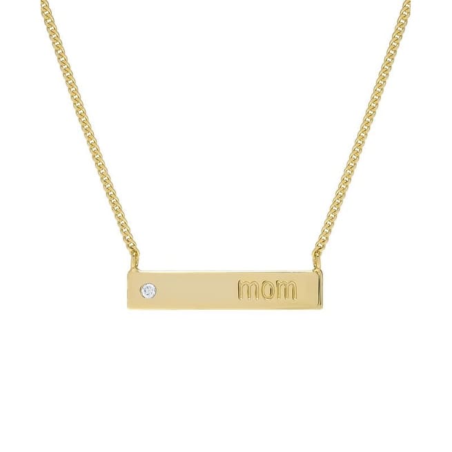 Victoria Townsend Gold over .925 Sterling Silver Lab White Sapphire Engraved "Mom" Necklace