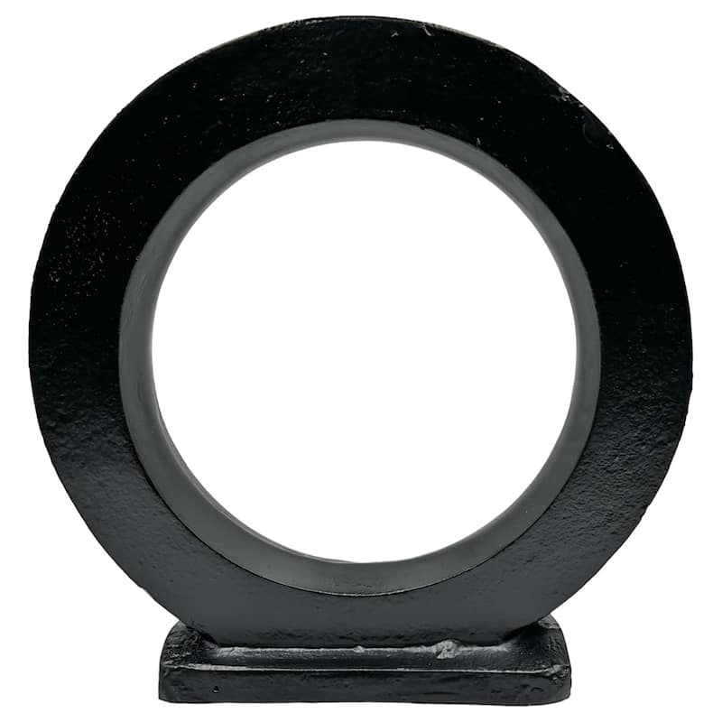 Decorative Handmade Aluminum Modern Round Sculpture - Small (15 x 4 x 15 in) - Black