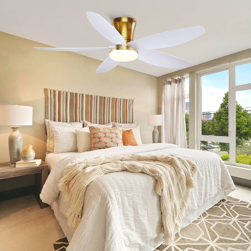 36"/42"/48" Low Profile Ceiling Fan with ABS Blades 3 Color LED Light for Bedroom Living Room APP and Remote Control