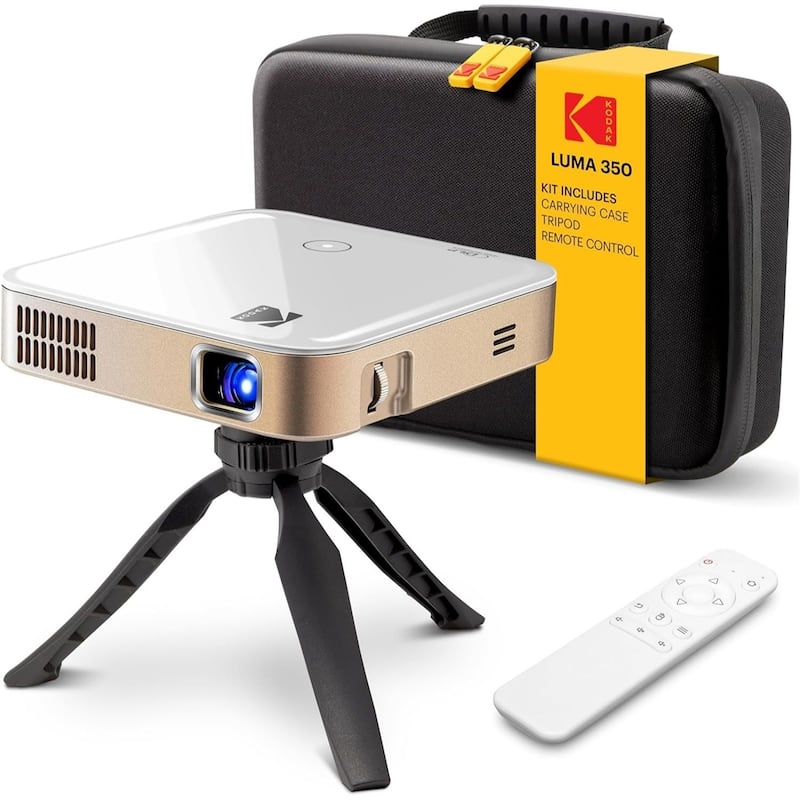 Kodak Luma 350 Smart Projector, Portable Pico Projector with Carrying Case, Tripod & Remote - White
