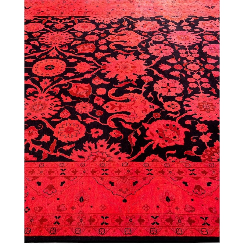 Overton Hand Knotted Wool Vintage Inspired Modern Contemporary Overdyed Red Area Rug - 6' 3" x 9' 5"