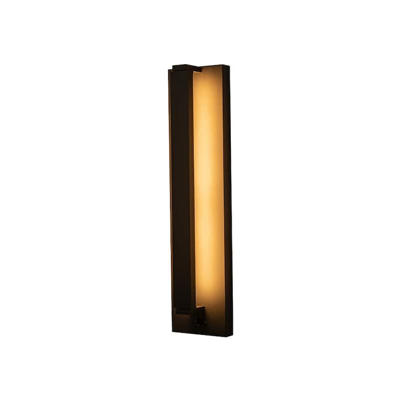 Modern Motion Sensor Outdoor Wall Light Integrated LED Wall Sconce Matte Black Iron Exterior Light Fixture for Porch Garage - H20''