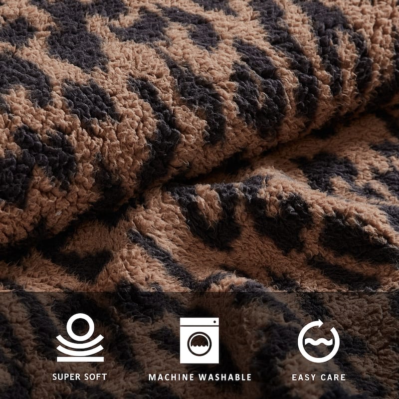 Kenneth Cole Cozy Printed Sherpa Throw Blankets