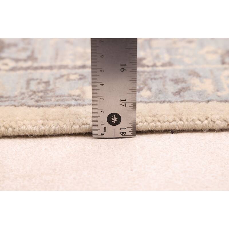 ECARPETGALLERY Hand-knotted Jamshidpour Ivory, Light Blue Wool Rug - 6'1 x 8'9