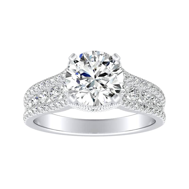 Auriya 14k Gold Vintage 1 1/2ct Moissanite and Diamond Engagement Ring 5/8ctw - White - 5.5