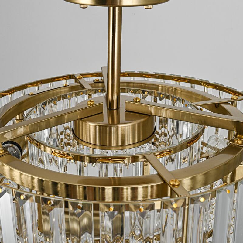 15.7" Modern 4-Light Crystal Semi Flush Mount