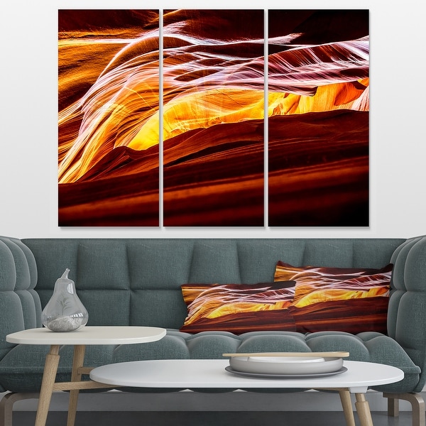 60x32-5 Panels Diamond Shape Yellow Design Art Antelope Canyon-Landscape Photo Canvas Art Print-60x32 5 Piece