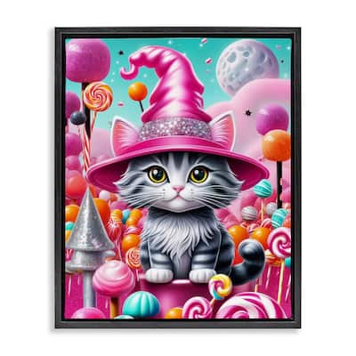 Stupell Kitten Among Pink Candies Framed Floater Canvas Wall Art Design By Tabz Jones