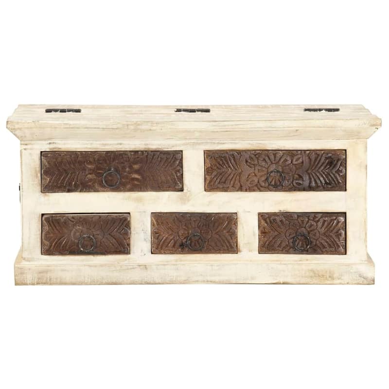 vidaXL Coffee Table White 26.8"x26.8"x11.8" Solid Mango Wood - 26.8" x 26.8" x 11.8"
