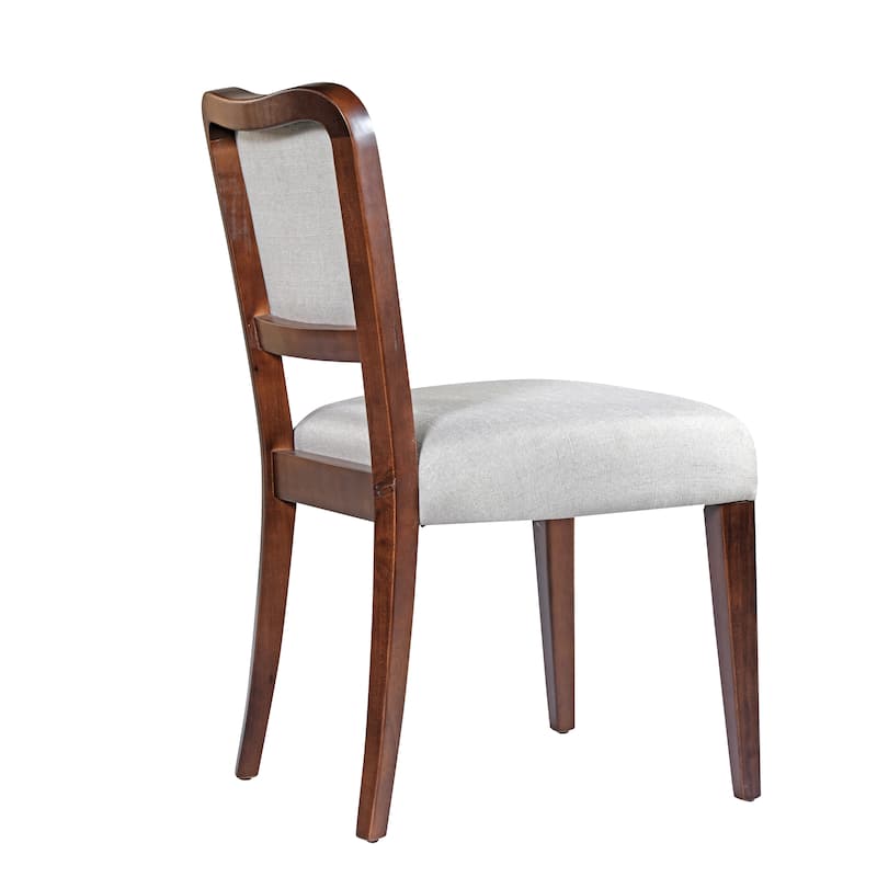 Modern Upholstered Dining Chairs Fabric Side Chair with Walnut Finish Curved Back and Hardwood Frame, for Dining Rooms, Set of 2