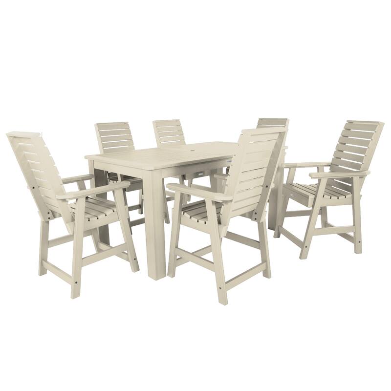 Weatherly 7-piece Outdoor Dining Set - 42" x 72" Table, Counter-height - Whitewash