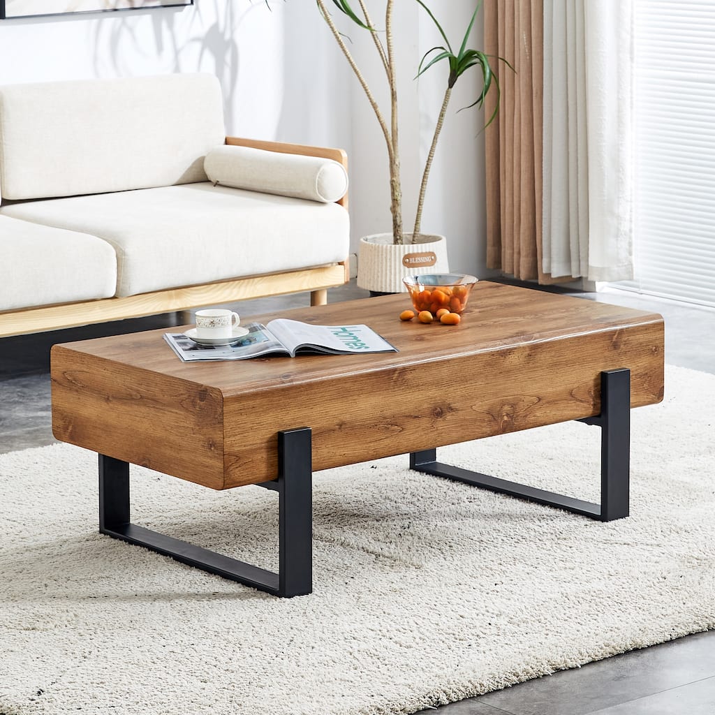 Rectangle Coffee Table 47.24-Inch Modern Coffee Table Tea Table for Living Room, Home Wood Center Table