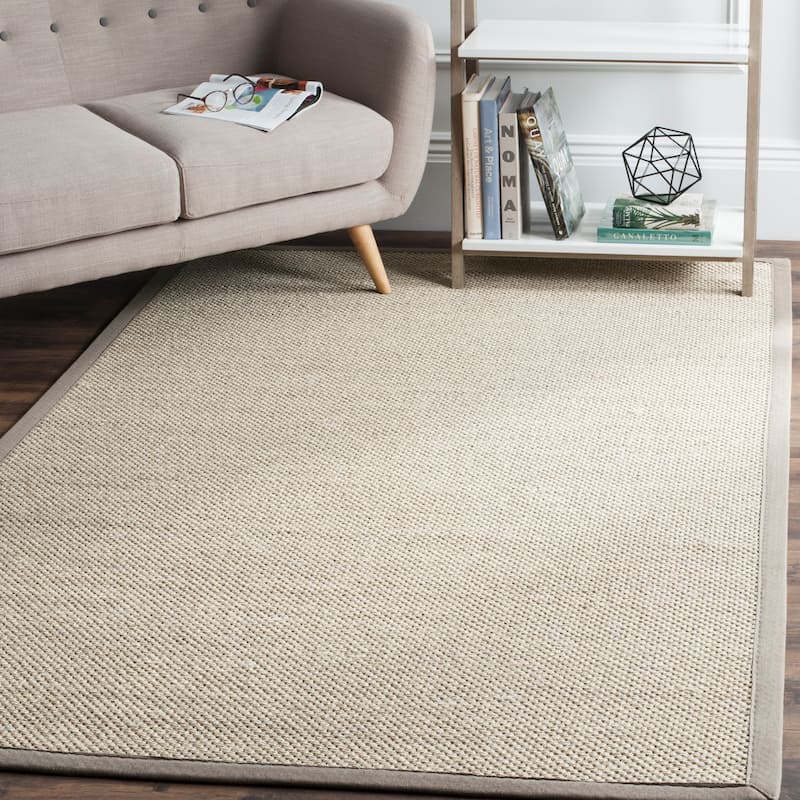 SAFAVIEH Natural Fiber Pacific Casual Border Sisal Rug - 4' x 6' - Marble/Khaki