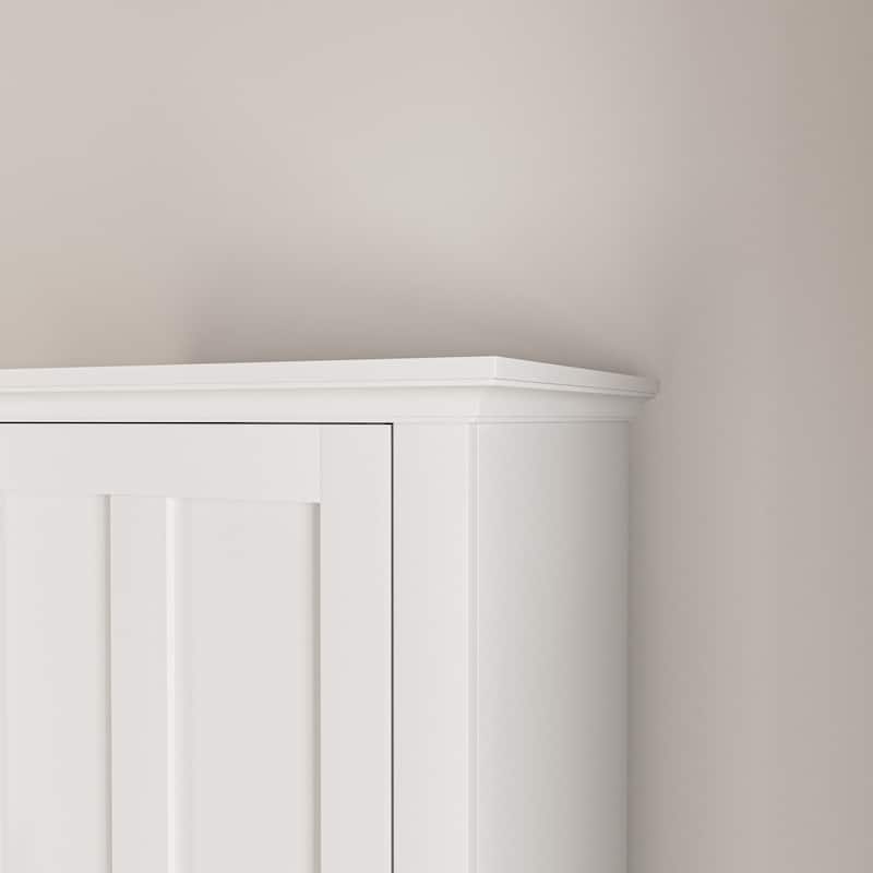 Tall Bathroom Storage Cabinet, Double Door Wood Corner Cabinet, Kitchen Pantry Cabinet with 6 Shelves for Laundry Room, Kitchen