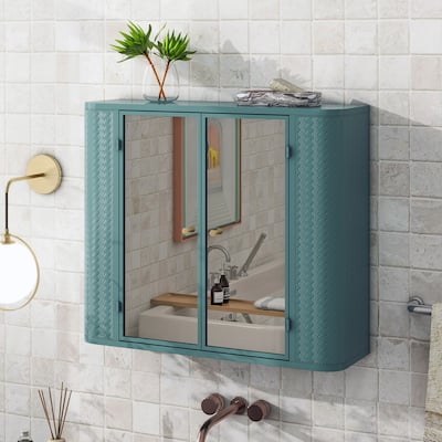 Versatile Wall-Mounted Bathroom Cabinet with Mirrored Doors and Open Shelf for Efficient Storage