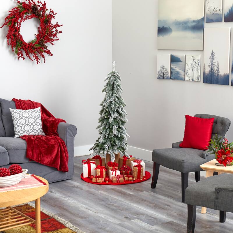 Alpine Christmas Tree 4.5ft Pre-Lit Xmas Tree with Warm White Lights & Bendable Branches - Green - 54