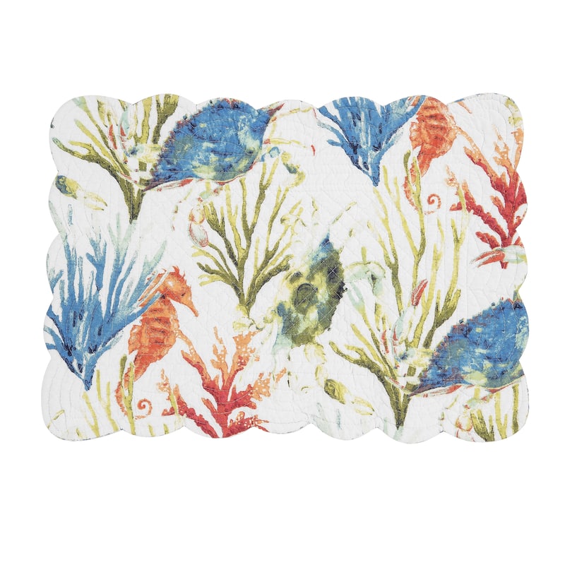 Marino Quilted Reversible Colorful Coastal Placemat Set of 6
