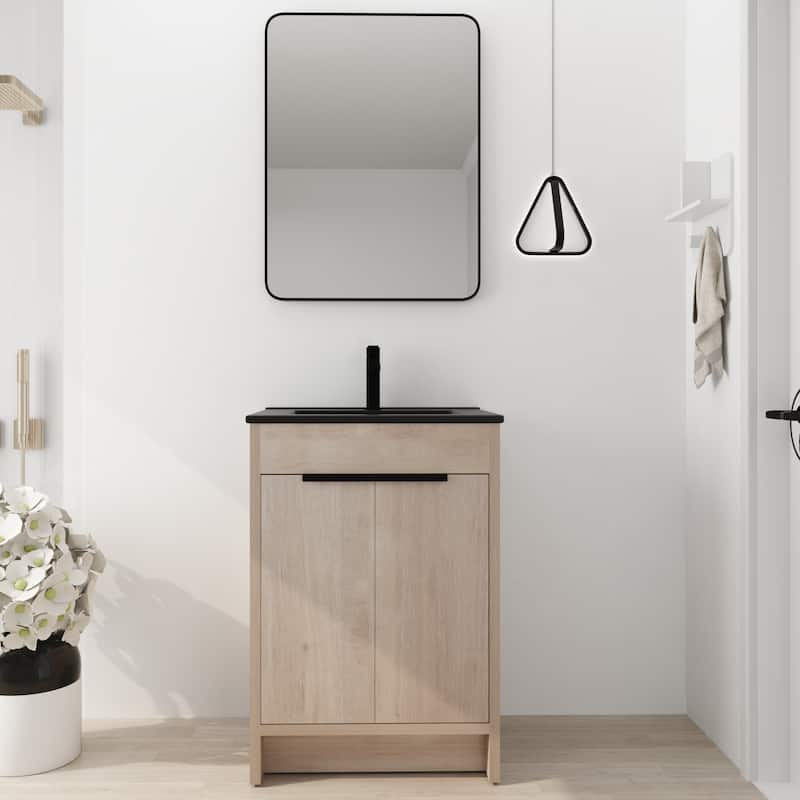 BNK 24/30/36 inch Freestanding Single Sink Bathroom Vanity with Soft Close Door and 1 adjustable shelf