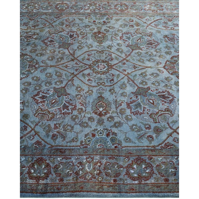 Overton Hand Knotted Wool Vintage Inspired Modern Contemporary Overdyed Gray Area Rug - 4' 1" x 6' 6"