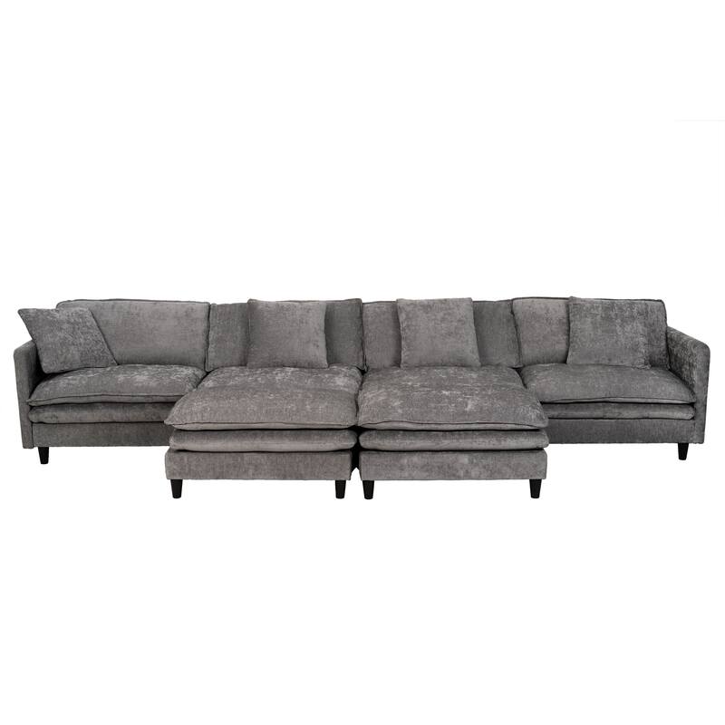 Velvet Loveseat Sofa, Lounge Sofa with High-Density Sponge Cushion, Sectional Sofa with Removable Ottoman