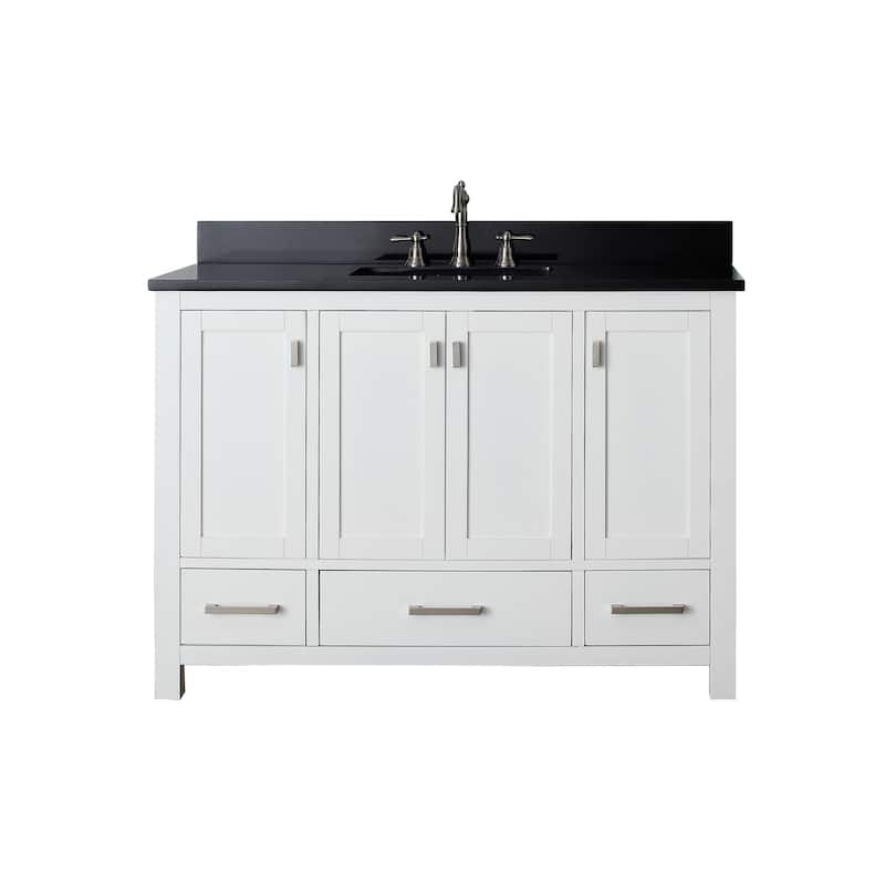 Modero 48 in. Single Sink Bathroom Vanity in White with Carrara Marble Top - 49"W x 22"D x 35"H