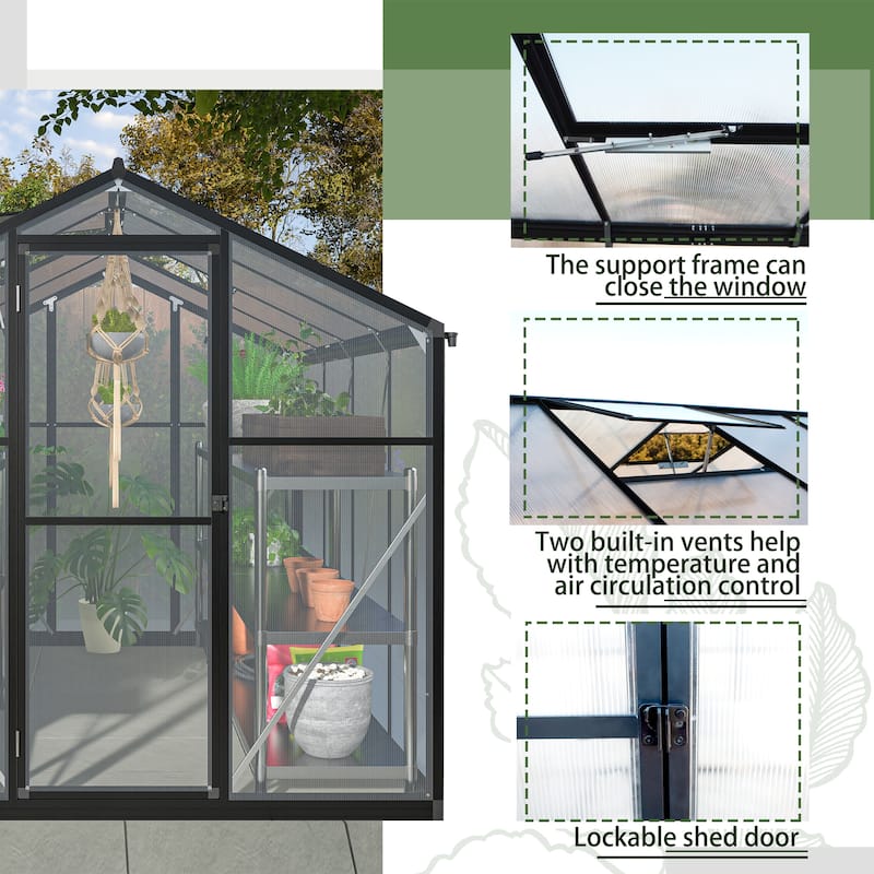 GDFStudio - Amelia Large Walk-In Outdoor Greenhouse with Secure Structure and Ventilation Design