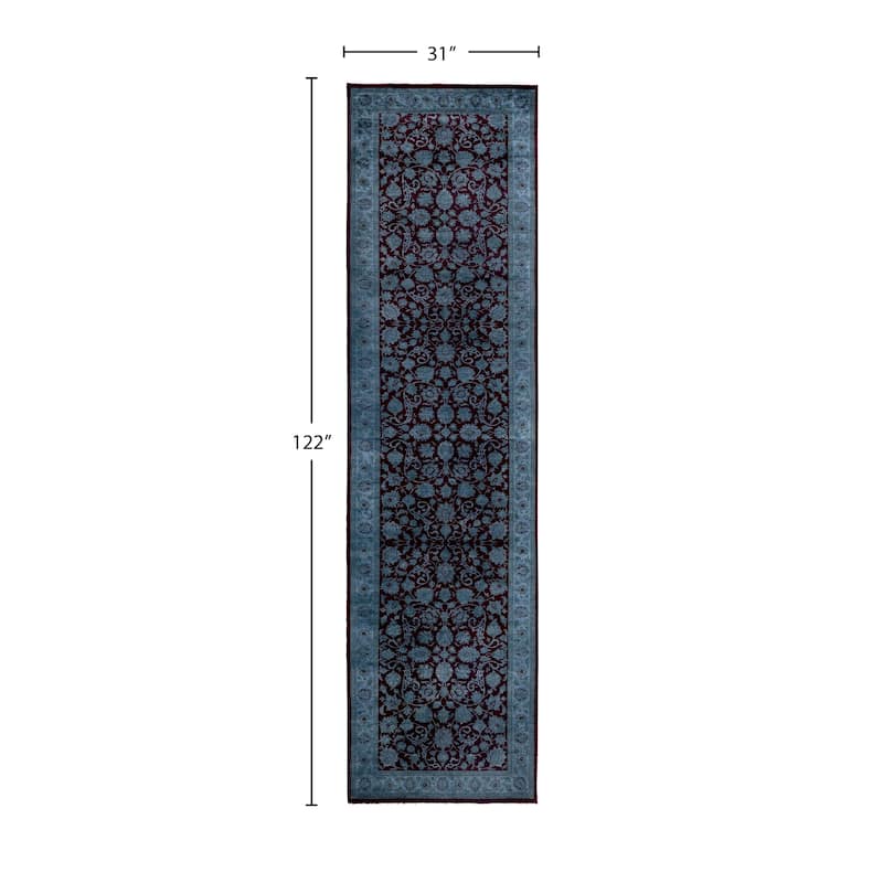 Overdyed One-of-a-Kind Hand-Knotted Runner Rug - Gray - 2' 7" x 10' 2"