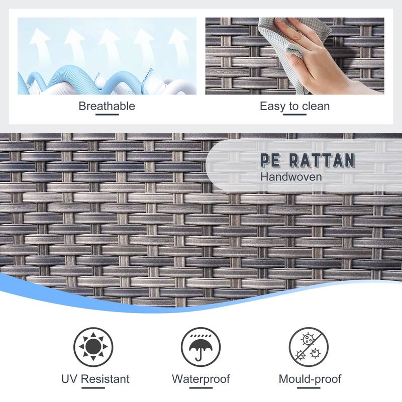 OVIOS 7-piece Wicker Sectional Sofa Swivel Rocking Chair Set