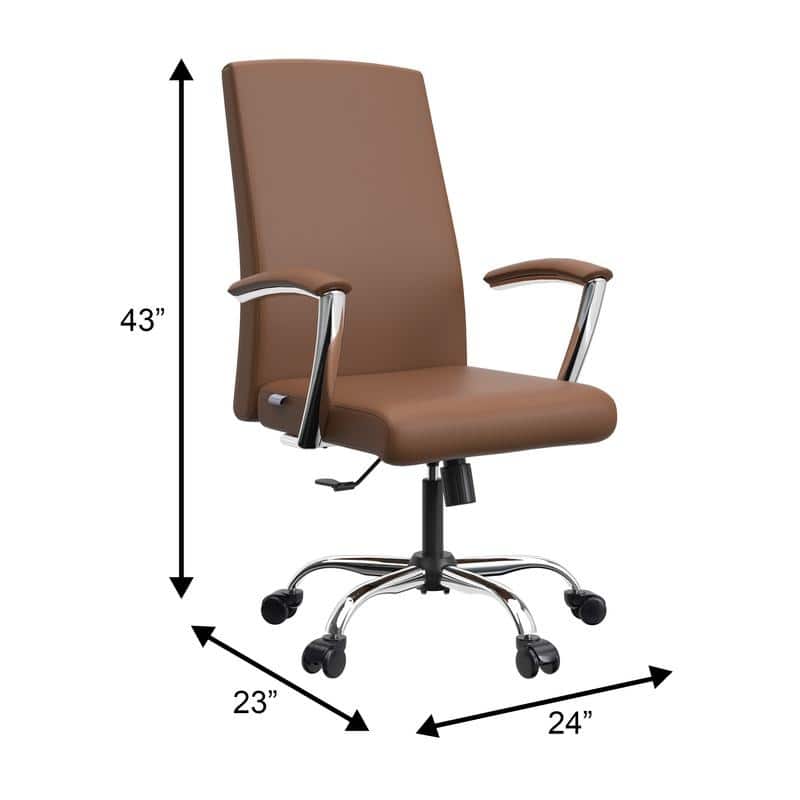 Evander Ergonomic Leather Office Desk Chair with Aluminum Frame, Foam Cushion, Fixed Armrests, 360° Swivel & Quick Assembly